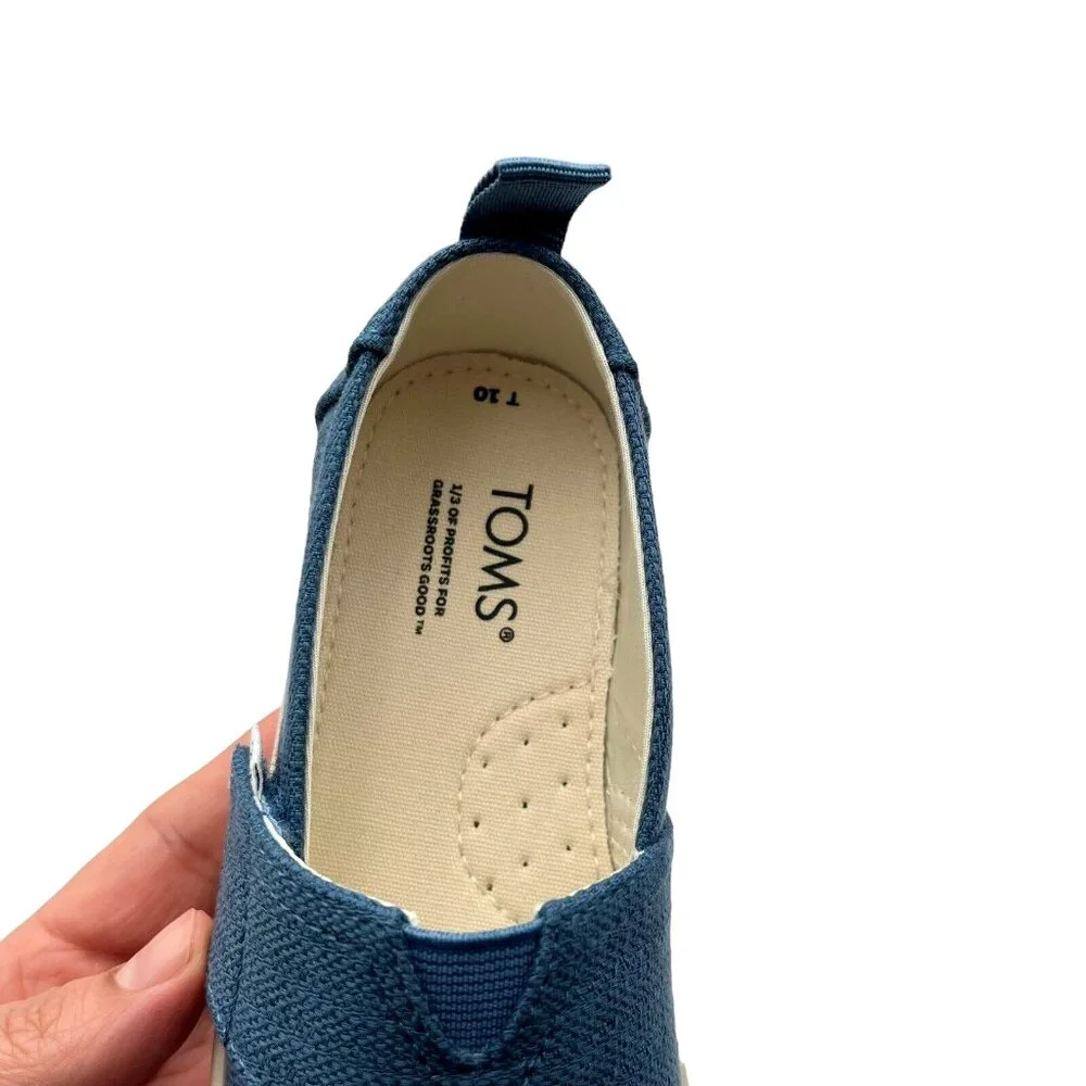 Toms Toddler Girls Alpargata Slip-on Shoes Size 10 Ocean Blue Lightweight& Comfy